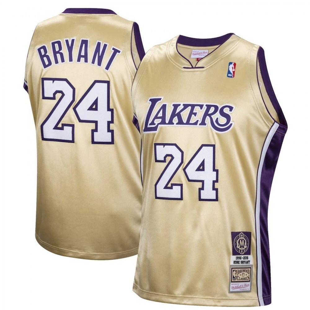 Men's Los Angeles Lakers Kobe Bryant #24 Throwback Gold Hall of Fame Class of 2020 Jersey-Pro Kit Vault | Brand New 26/27 Sports Jerseys